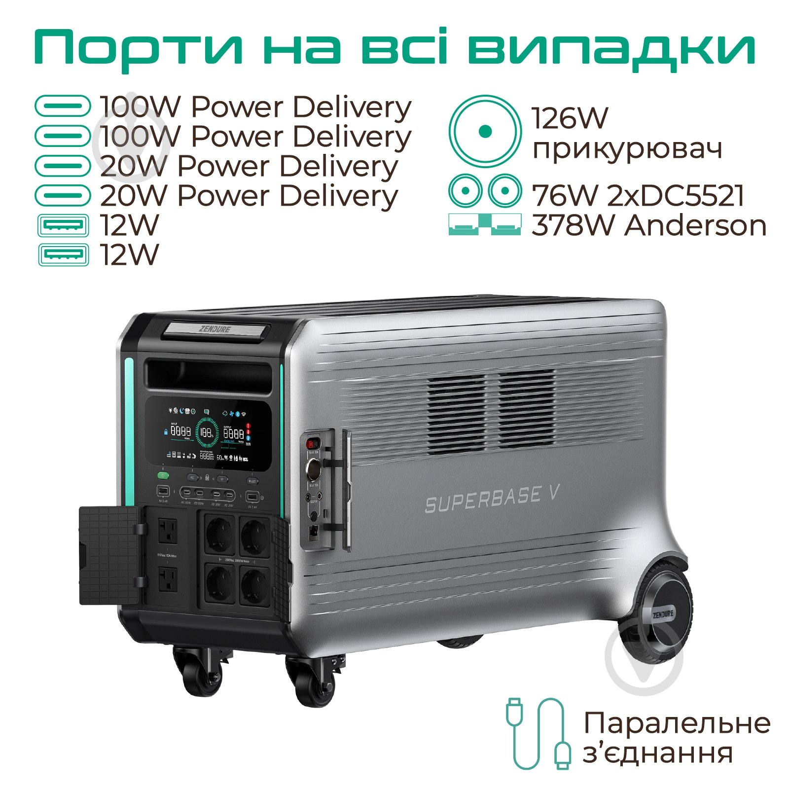 Зарядна станція ZENDURE SuperBase V4600 (4608 Вт·год) - фото 8