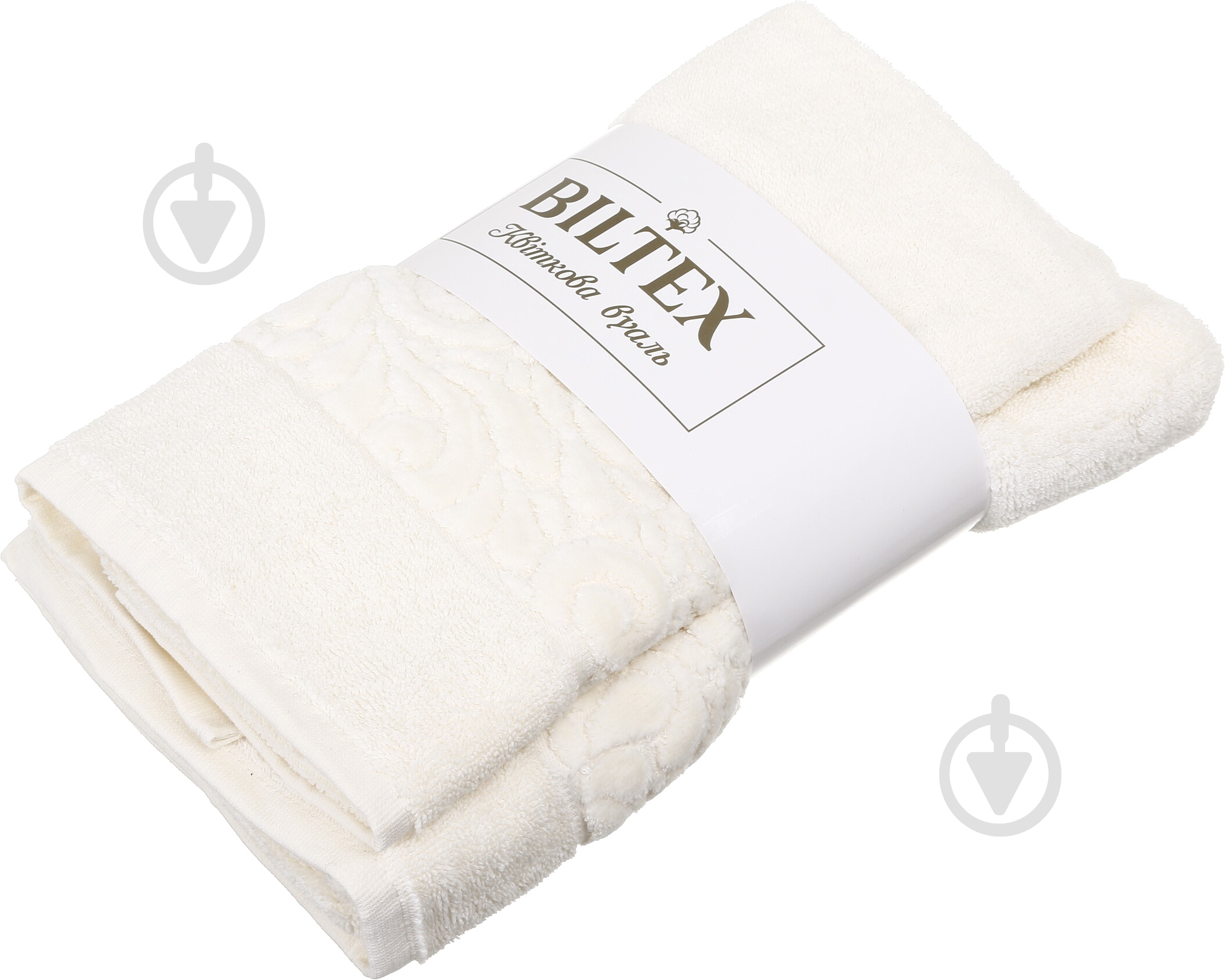 Набір рушників Квіткова вуаль 2 шт. молочний BILTEX - фото 1 Набір рушників Квіткова вуаль 2 шт. молочний BILTEX - фото 1