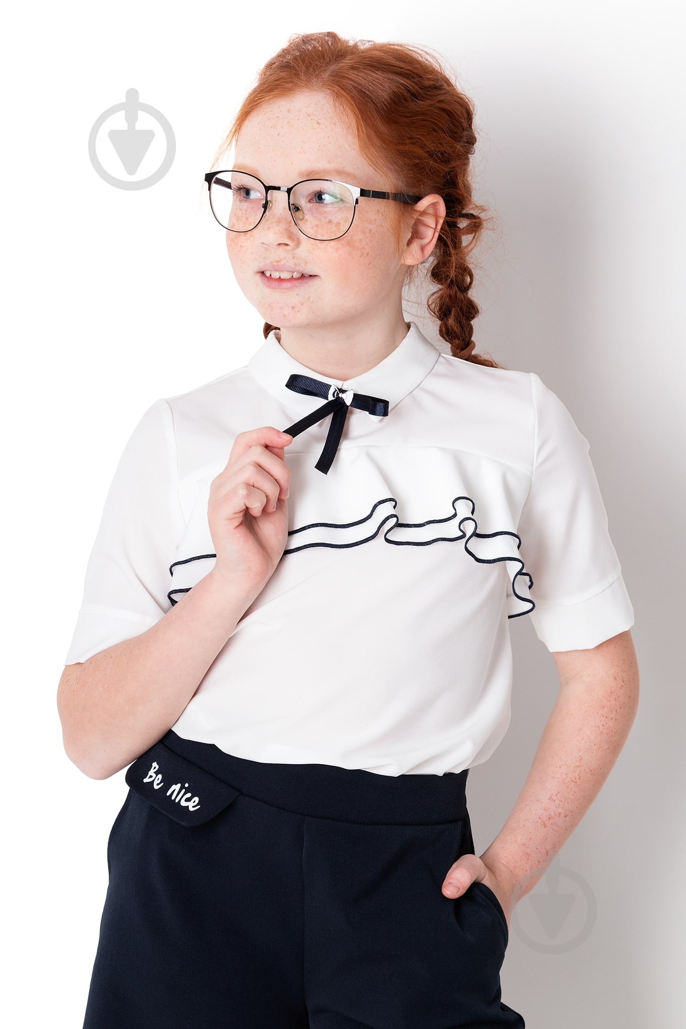 Блуза Mevis р.134 молочный 4116 - фото 1