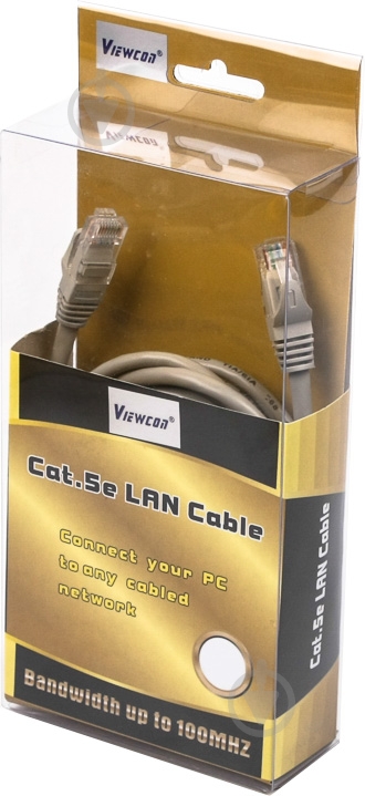 Патч-корд Viewcon 2 м серый (VTA01-2) UTP cat.5Е 2M, литой, CCA - фото 1 Патч-корд Viewcon 2 м серый (VTA01-2) UTP cat.5Е 2M, литой, CCA - фото 1