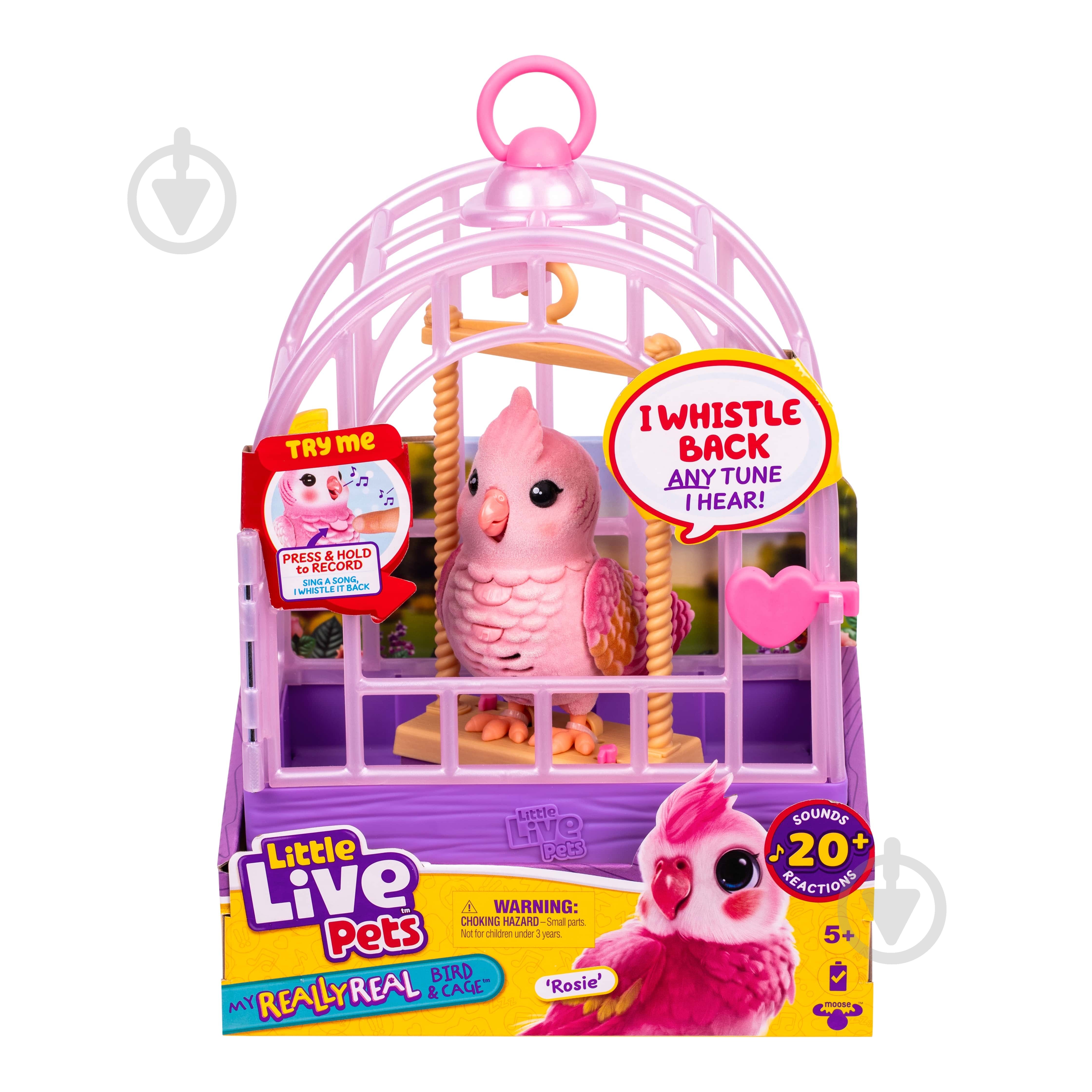 Інтерактивна пташка Moose папужка какаду Розі в клітці 26692 - фото 1 Інтерактивна пташка Moose папужка какаду Розі в клітці 26692 - фото 1