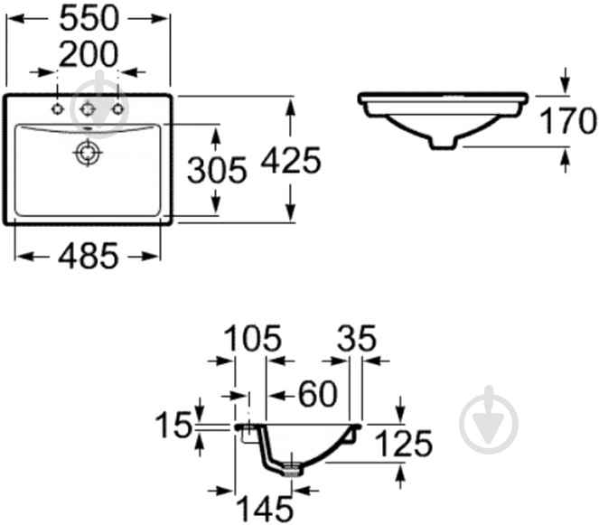 Умивальник ROCA Diverta A327114000 - фото 3
