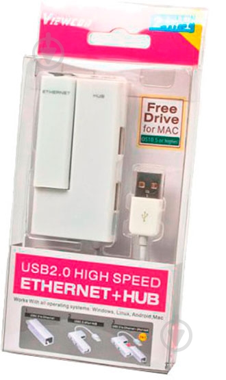 Адаптер Viewcon VC 450 W USB 2.0 на ethernet + hub (VE450W) - фото 3 Адаптер Viewcon VC 450 W USB 2.0 на ethernet + hub (VE450W) - фото 3