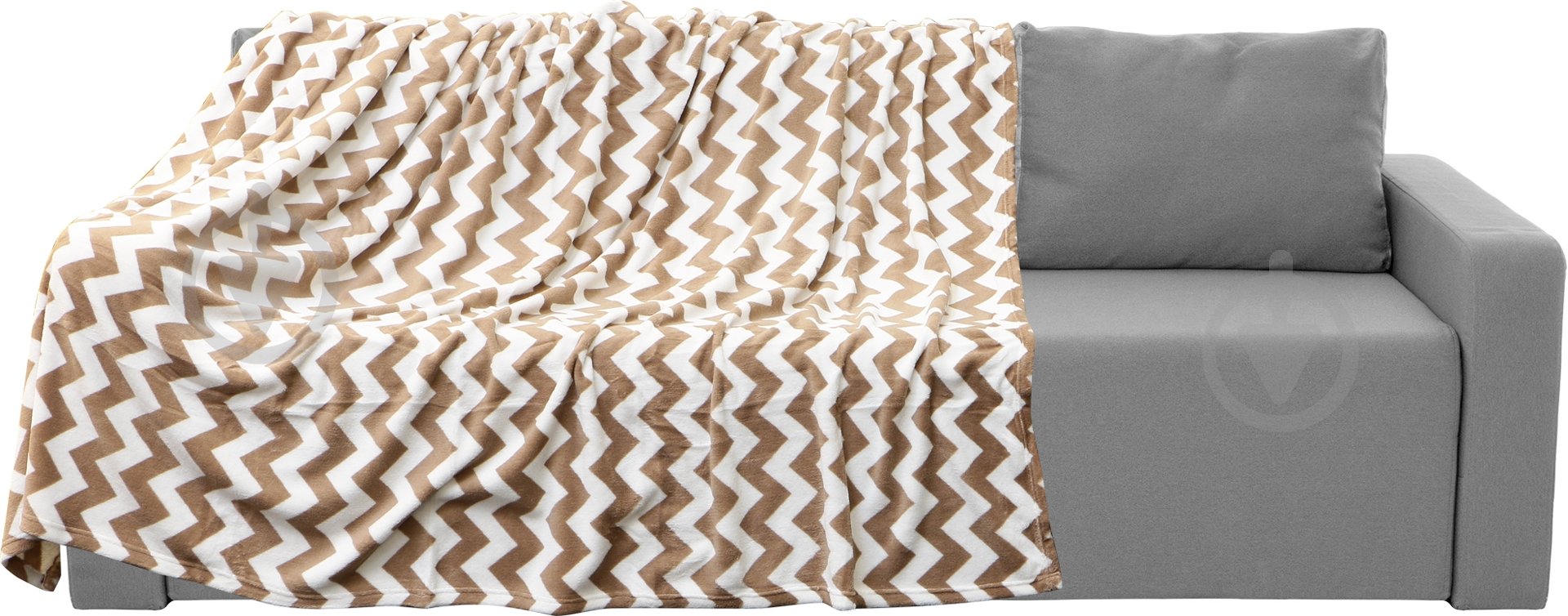 Плед Зигзаг 200x220 см бежевый UP! (Underprice) - фото 1