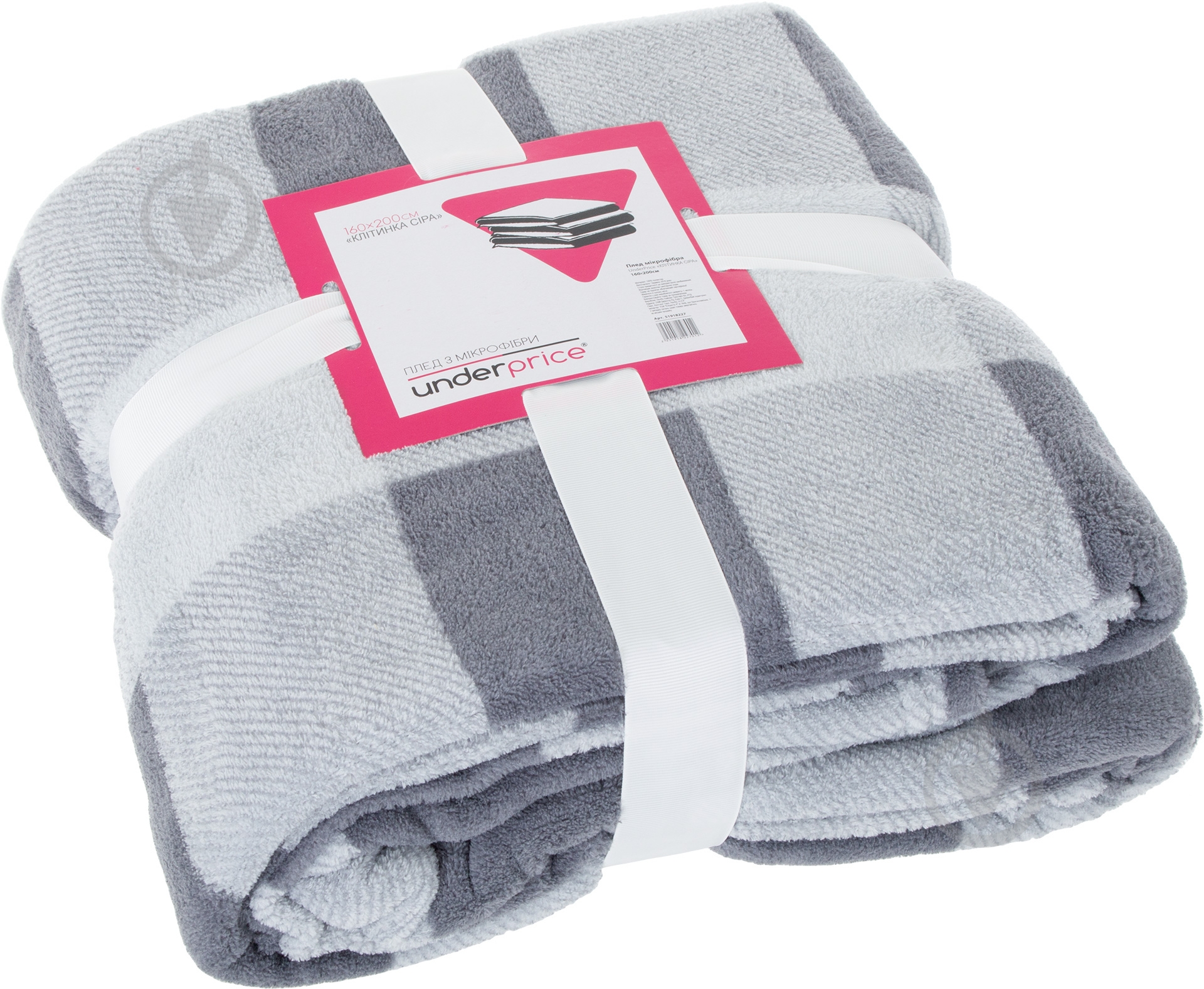 Плед Клетка 160x200 см серый Underprice - фото 3