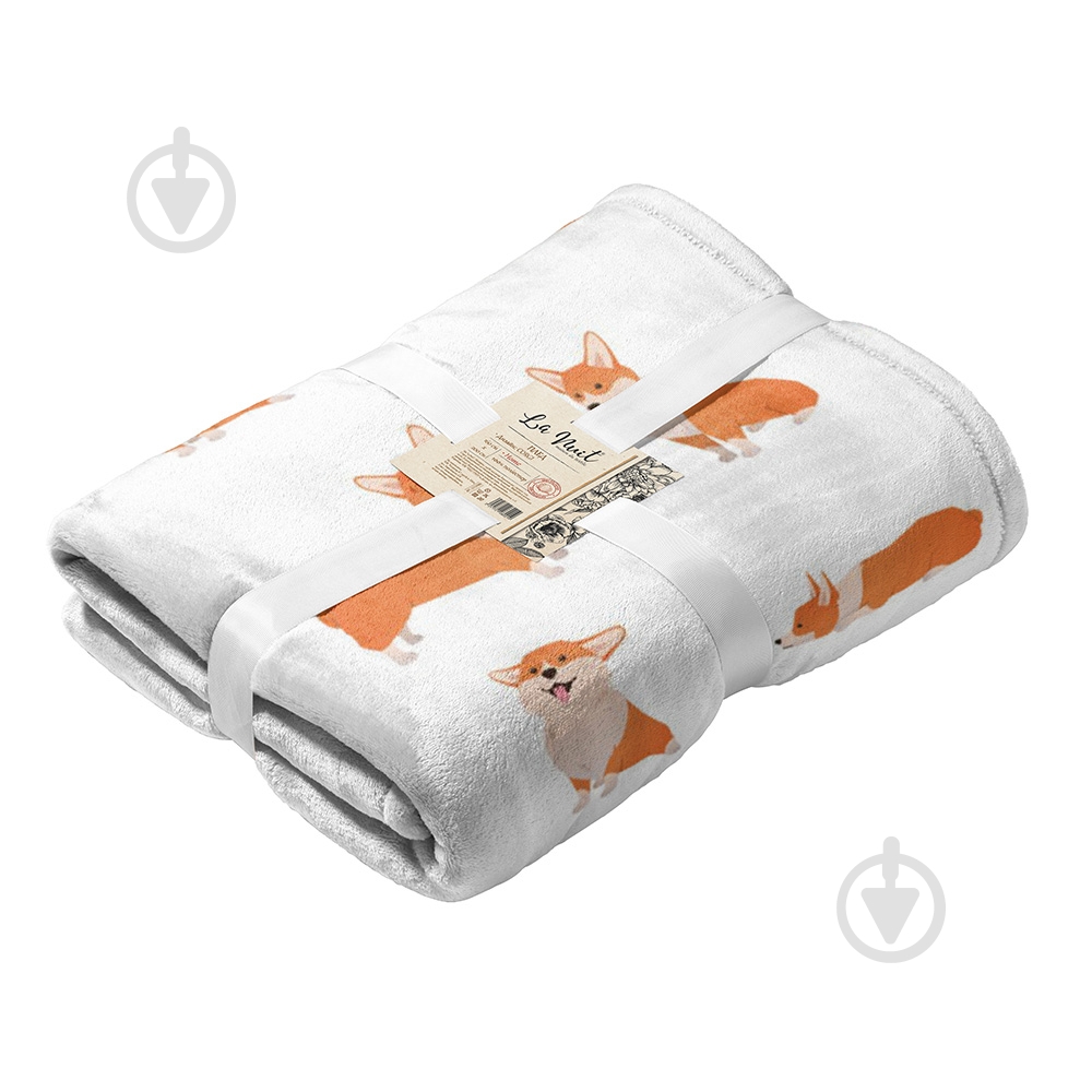 Плед CORGI 200x220 см белый с рисунком BILTEX - фото 1