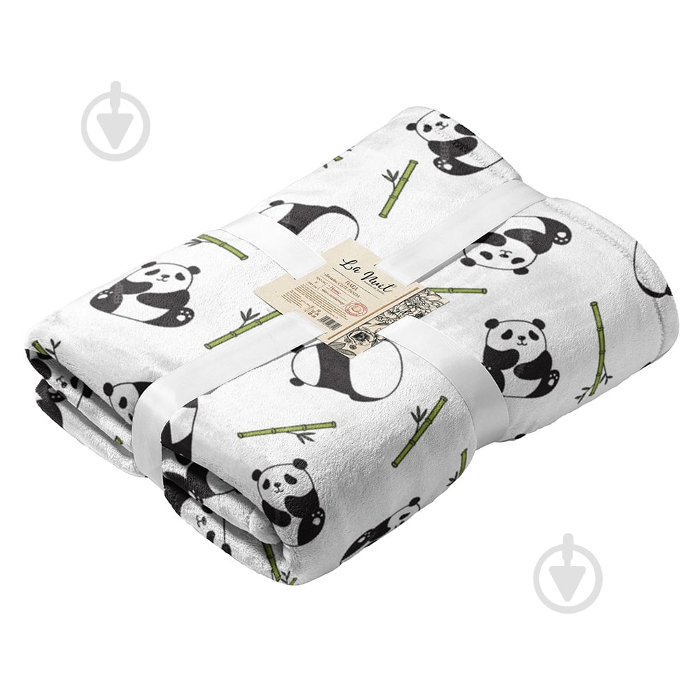 Плед CUTE PANDA 160x200 см белый с рисунком BILTEX - фото 1