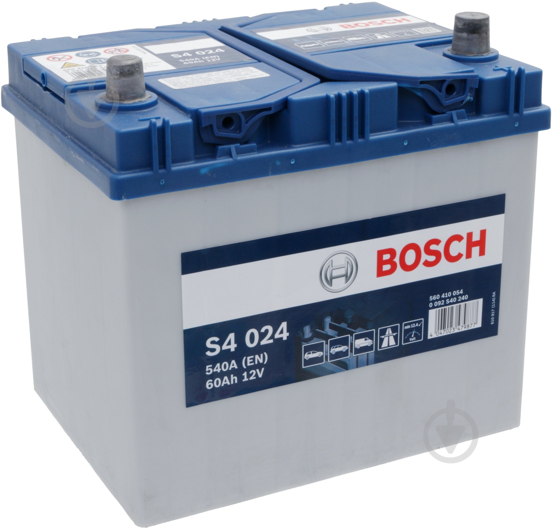 Акумулятор автомобільний Bosch S4 60Ah 540A 12V «+» праворуч (0092S40240) - фото 1 Акумулятор автомобільний Bosch S4 60Ah 540A 12V «+» праворуч (0092S40240) - фото 1
