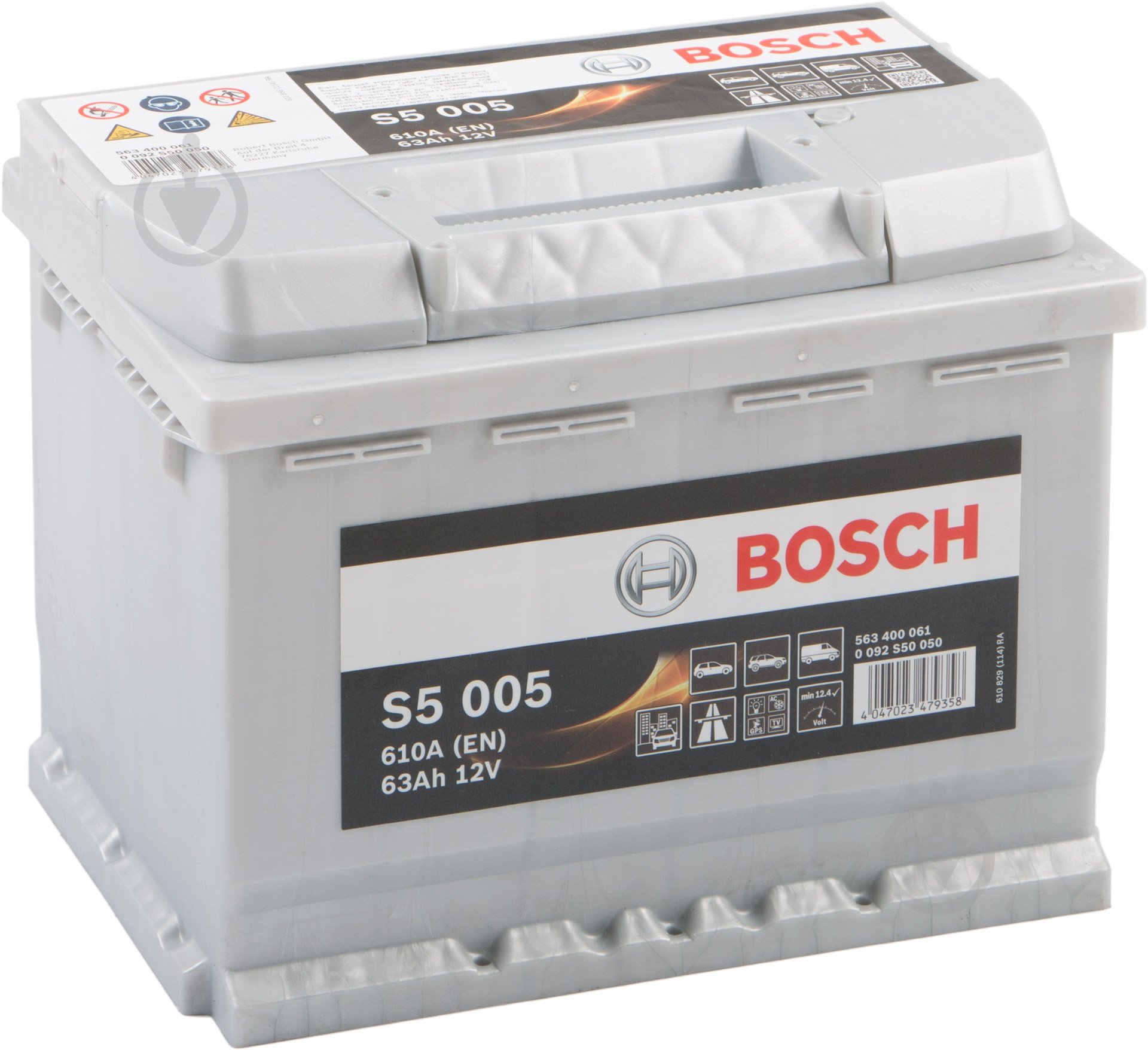 Аккумулятор автомобильный Bosch S5 63Ah 610A 12V «+» справа (0092S50050) - фото 2
