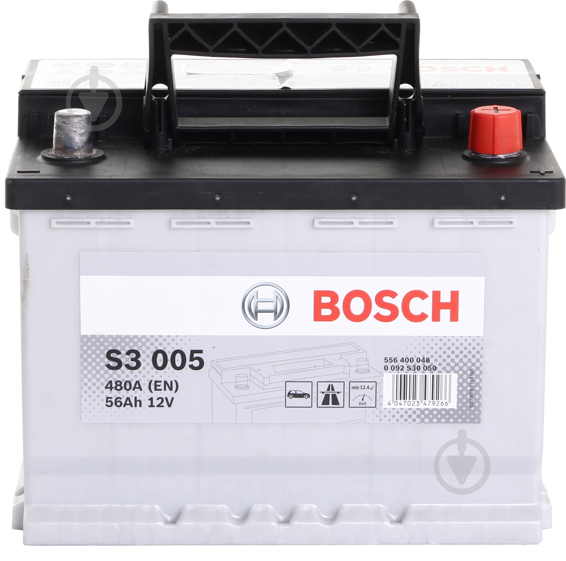 Аккумулятор автомобильный Bosch S3 56Ah 480A 12V 0092S30050 «+» справа (0 092 S30 050) - фото 2