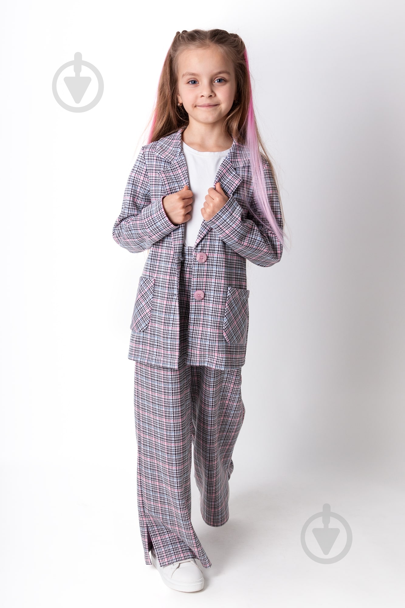 Костюм для девочки Mevis р. 122 серо-синий 4257 - фото 2 Костюм для девочки Mevis р. 122 серо-синий 4257 - фото 2