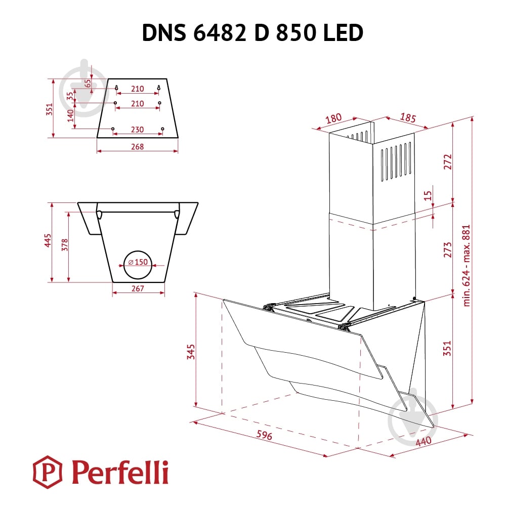 Вытяжка Perfelli DNS 6482 D 850 BL LED - фото 12