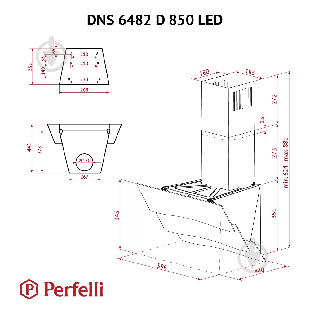 Вытяжка Perfelli DNS 6482 D 850 WH LED - фото 12