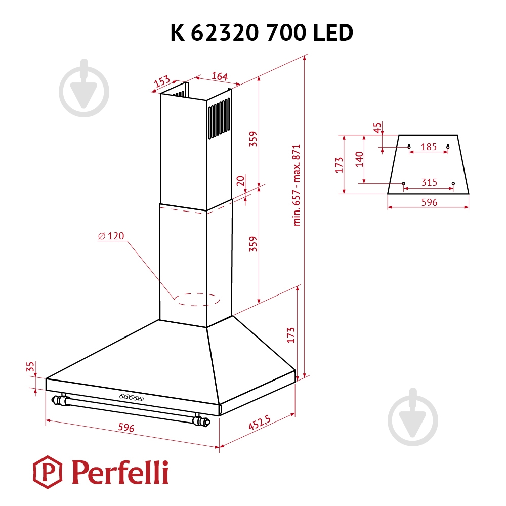 Вытяжка Perfelli K 62320 BL 700 LED RETRO - фото 11 Вытяжка Perfelli K 62320 BL 700 LED RETRO - фото 11