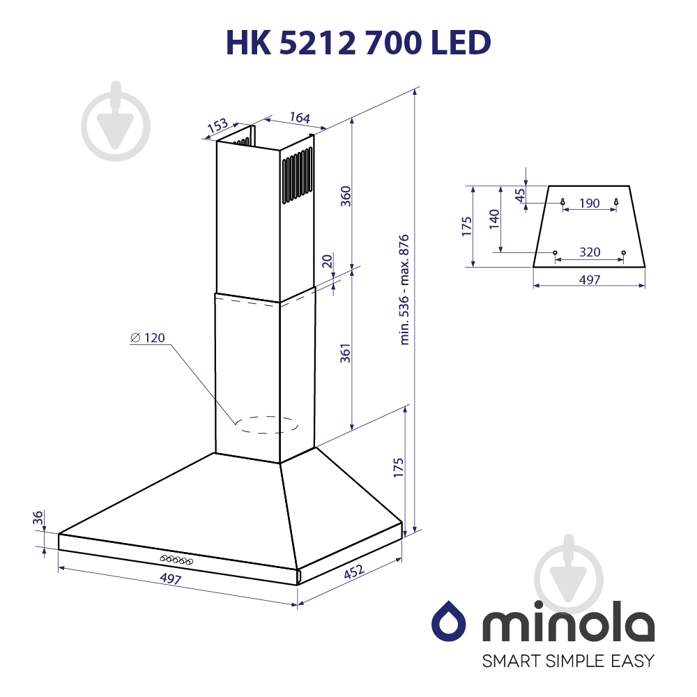 Вытяжка Minola HK 5212 BL 700 LED - фото 11 Вытяжка Minola HK 5212 BL 700 LED - фото 11
