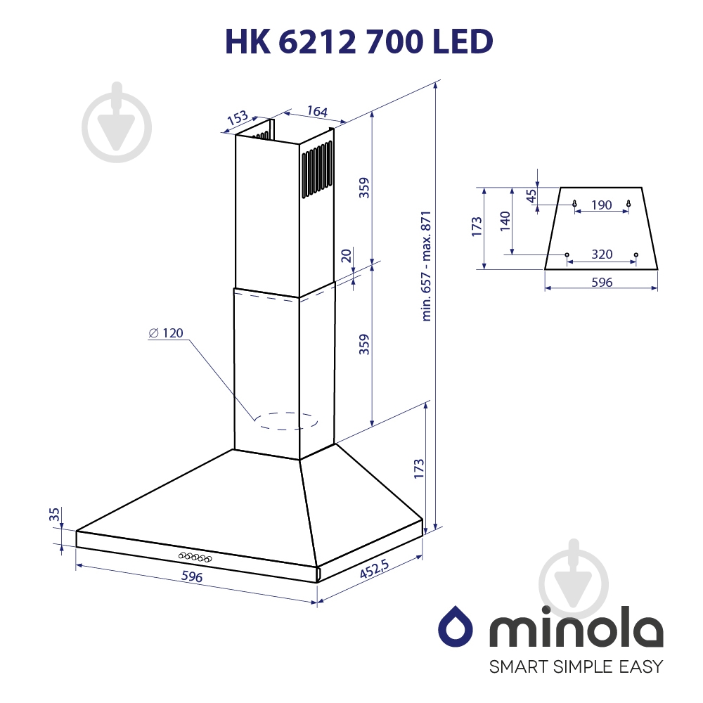 Вытяжка Minola HK 6212 BL 700 LED - фото 11 Вытяжка Minola HK 6212 BL 700 LED - фото 11