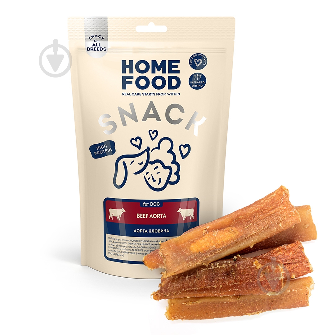 Ласощі Home Food для собак Аорта яловича, 80г - фото 1 Ласощі Home Food для собак Аорта яловича, 80г - фото 1