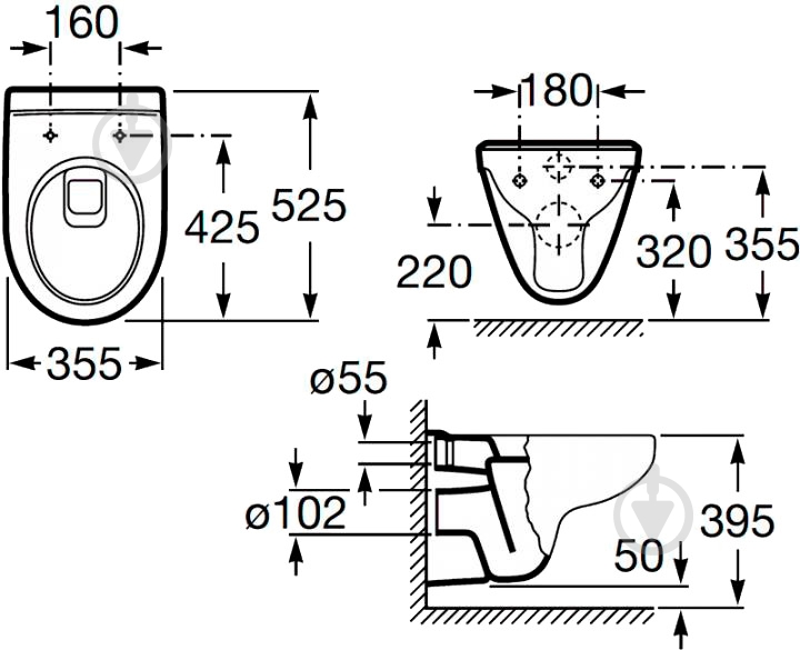 Унитаз подвесной ROCA Victoria A34H308000 - фото 3 Унитаз подвесной ROCA Victoria A34H308000 - фото 3