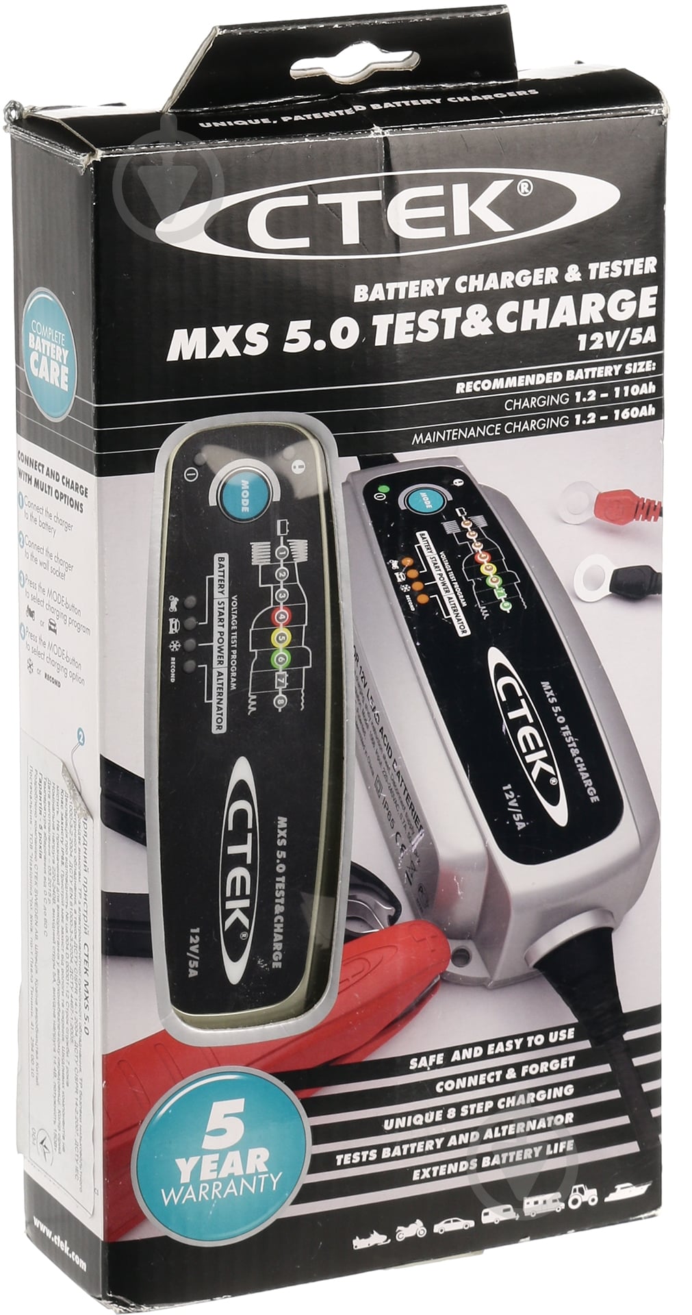 Зарядний пристрій інверторний CTEK MXS 5.0 Test&Charge 5 А 110 А/ч - фото 9 Зарядний пристрій інверторний CTEK MXS 5.0 Test&Charge 5 А 110 А/ч - фото 9