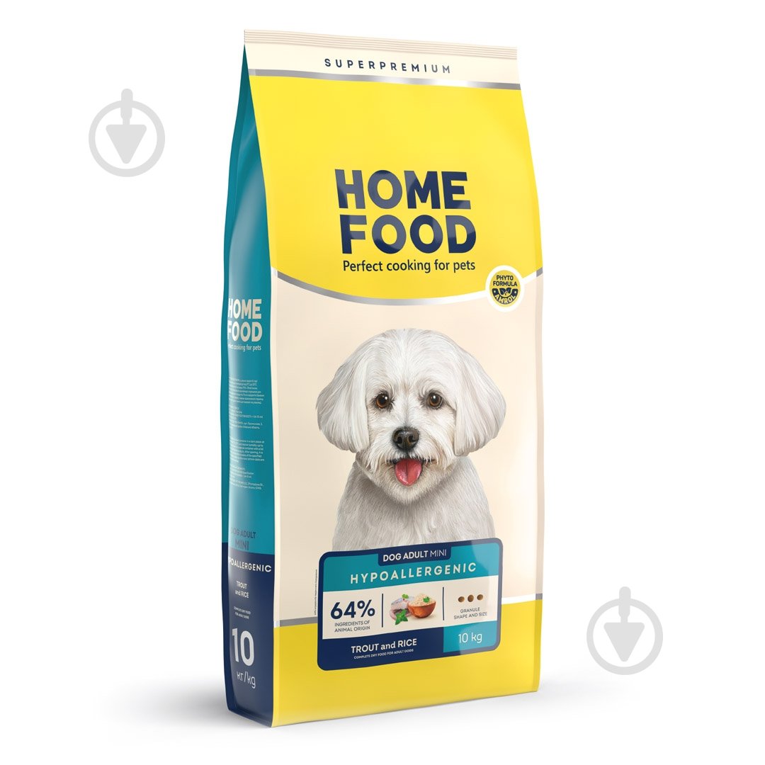 Корм сухий Home Food для дорослих собак малих порід Форель та рис Hypoallergenic 10 кг - фото 1 Корм сухий Home Food для дорослих собак малих порід Форель та рис Hypoallergenic 10 кг - фото 1