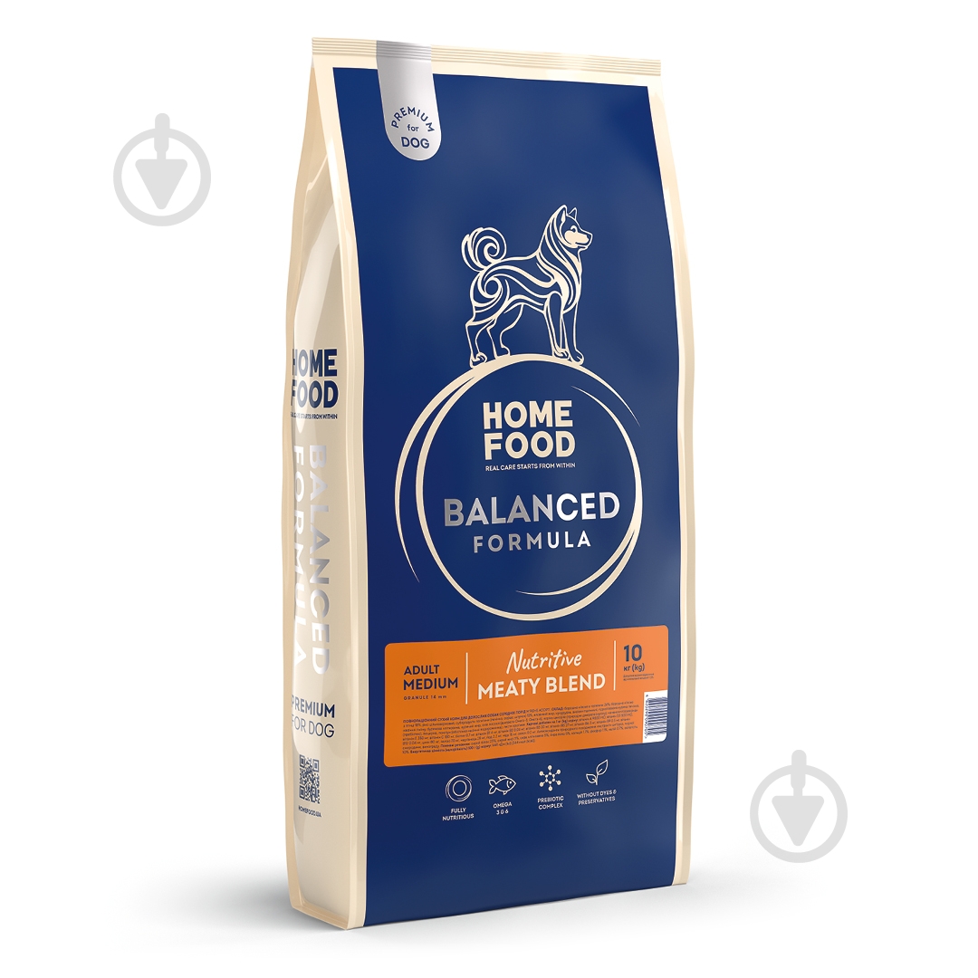 Корм сухий Home Food для дорослих собак середніх порід "М’ясне асорті" Nutritive Balanced Formula 10 кг - фото 1 Корм сухий Home Food для дорослих собак середніх порід "М’ясне асорті" Nutritive Balanced Formula 10 кг - фото 1