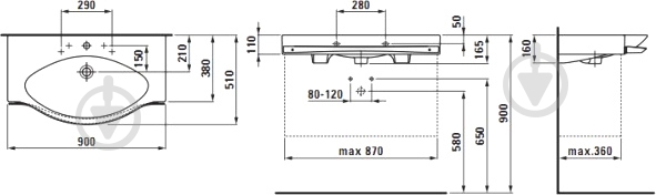 Умывальник Laufen Palace 90х51 см - фото 4