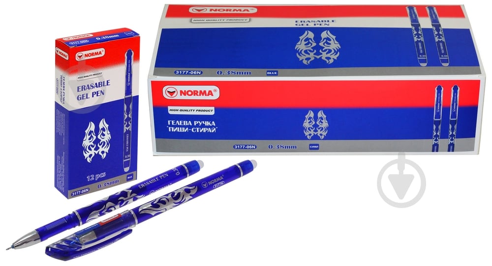 Ручка гелевая NORMA пиши-стирай 0.38 мм синяя Erasable 3177-06N - фото 2
