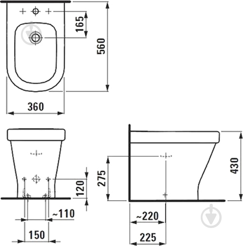 Биде напольное Laufen Palace H8327010003021 - фото 3