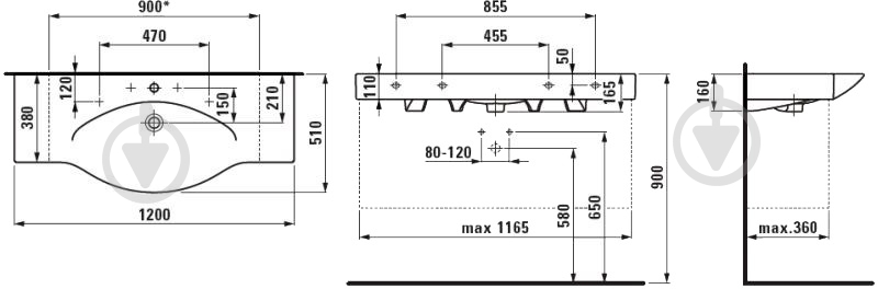 Умывальник Laufen Palace 811704 (8.1170.4.000.104.1) - фото 2