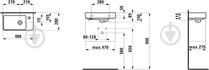 Умывальник Laufen Pro S 48х28 см - фото 2
