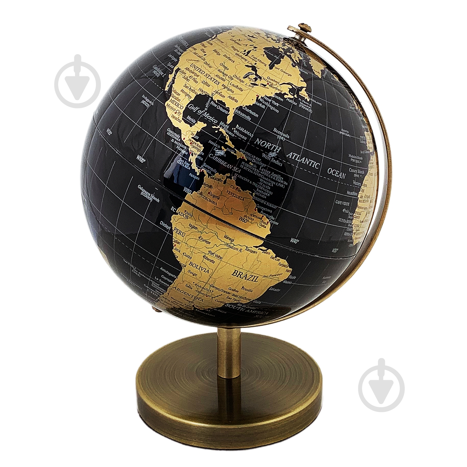 Глобус 26х25 см черно-золотой - фото 1 Глобус 26х25 см черно-золотой - фото 1