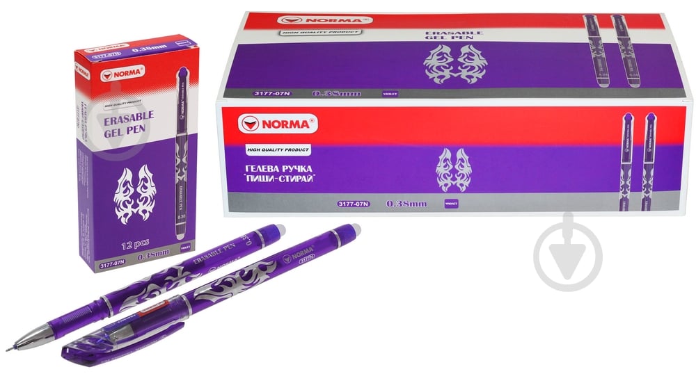 Ручка гелева NORMA пиши-стирай 0.38 мм фіолетова Erasable 3177-07N - фото 2