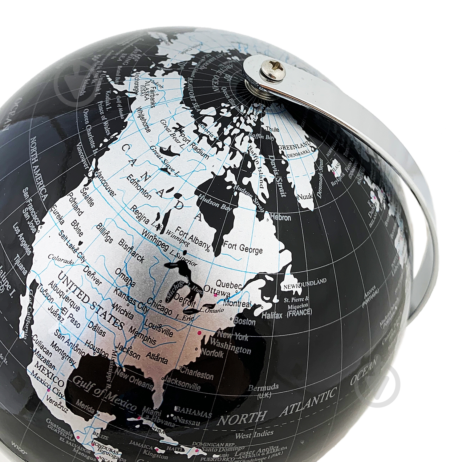 Глобус 34х32 см черно-серебряный - фото 3