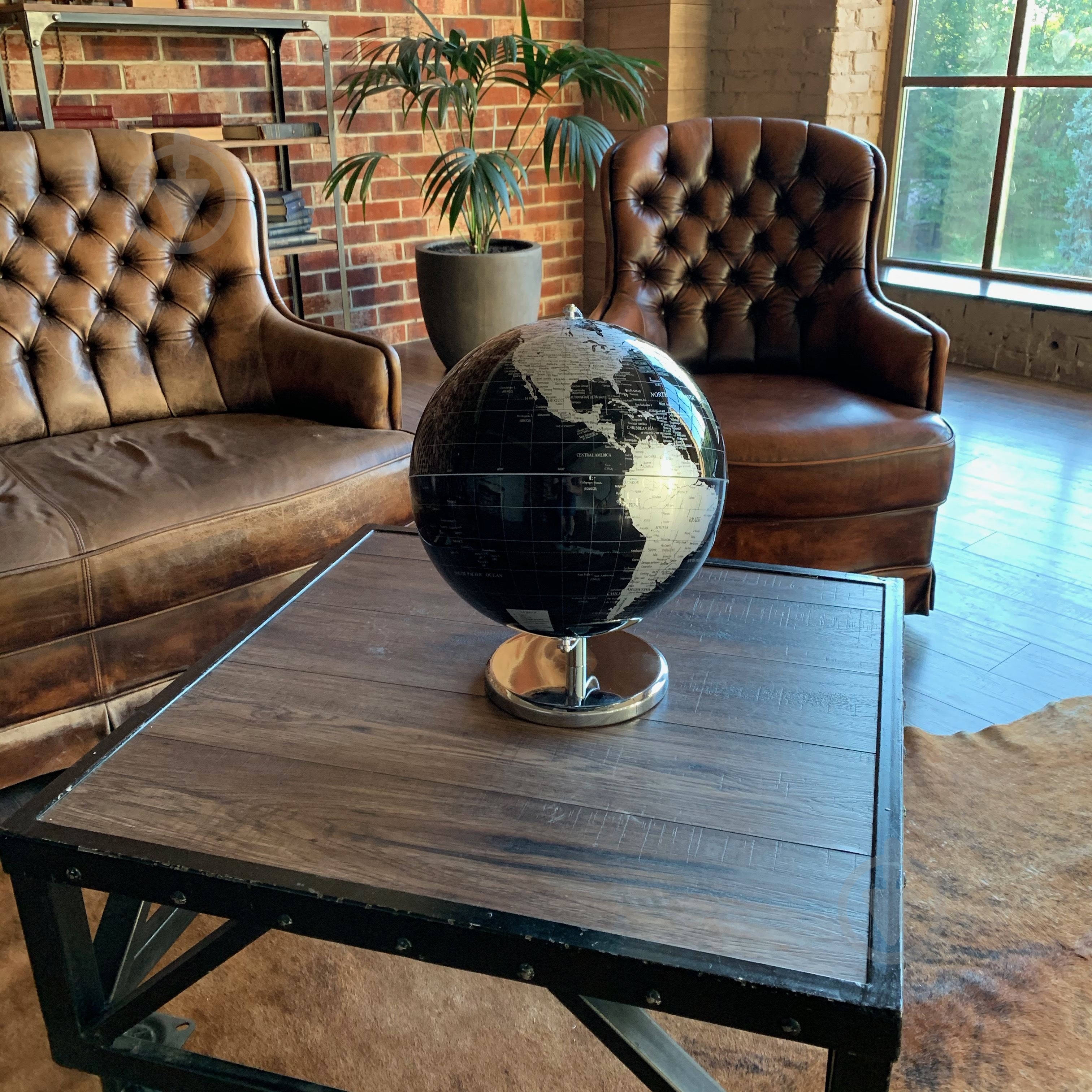 Глобус 34х32 см черно-серебряный - фото 4