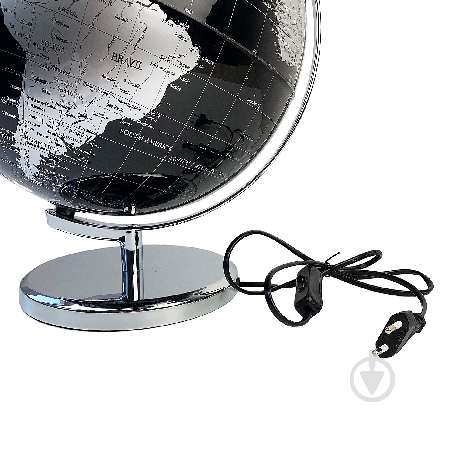 Глобус 34х32 см чорно-сріблястий - фото 5 Глобус 34х32 см чорно-сріблястий - фото 5