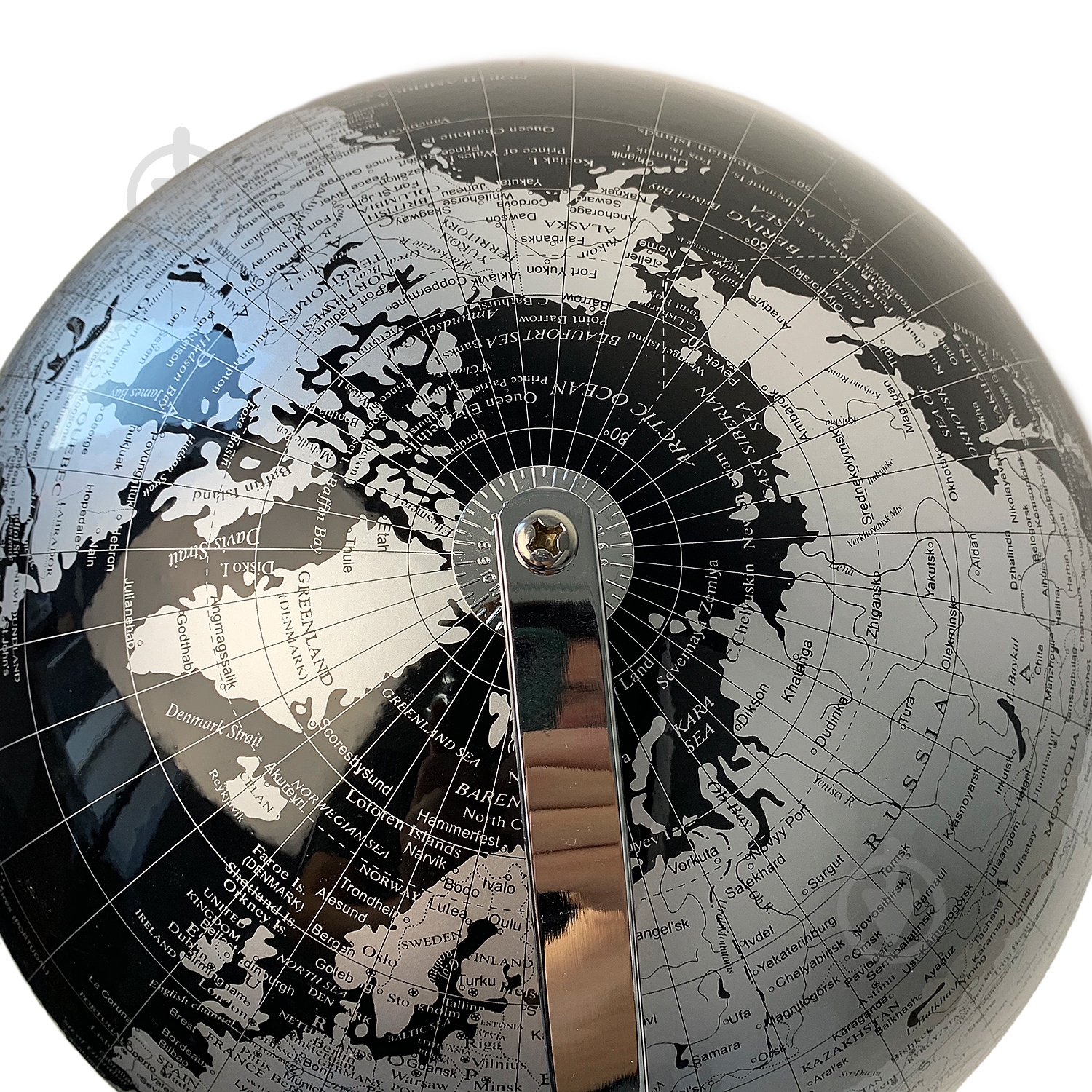 Глобус 34х32 см чорно-сріблястий - фото 3 Глобус 34х32 см чорно-сріблястий - фото 3