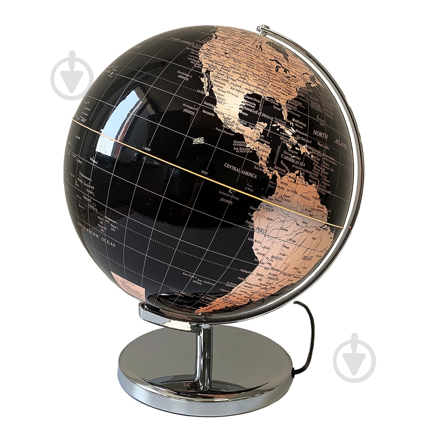 Глобус 34х32 см чорно-сріблястий - фото 2 Глобус 34х32 см чорно-сріблястий - фото 2