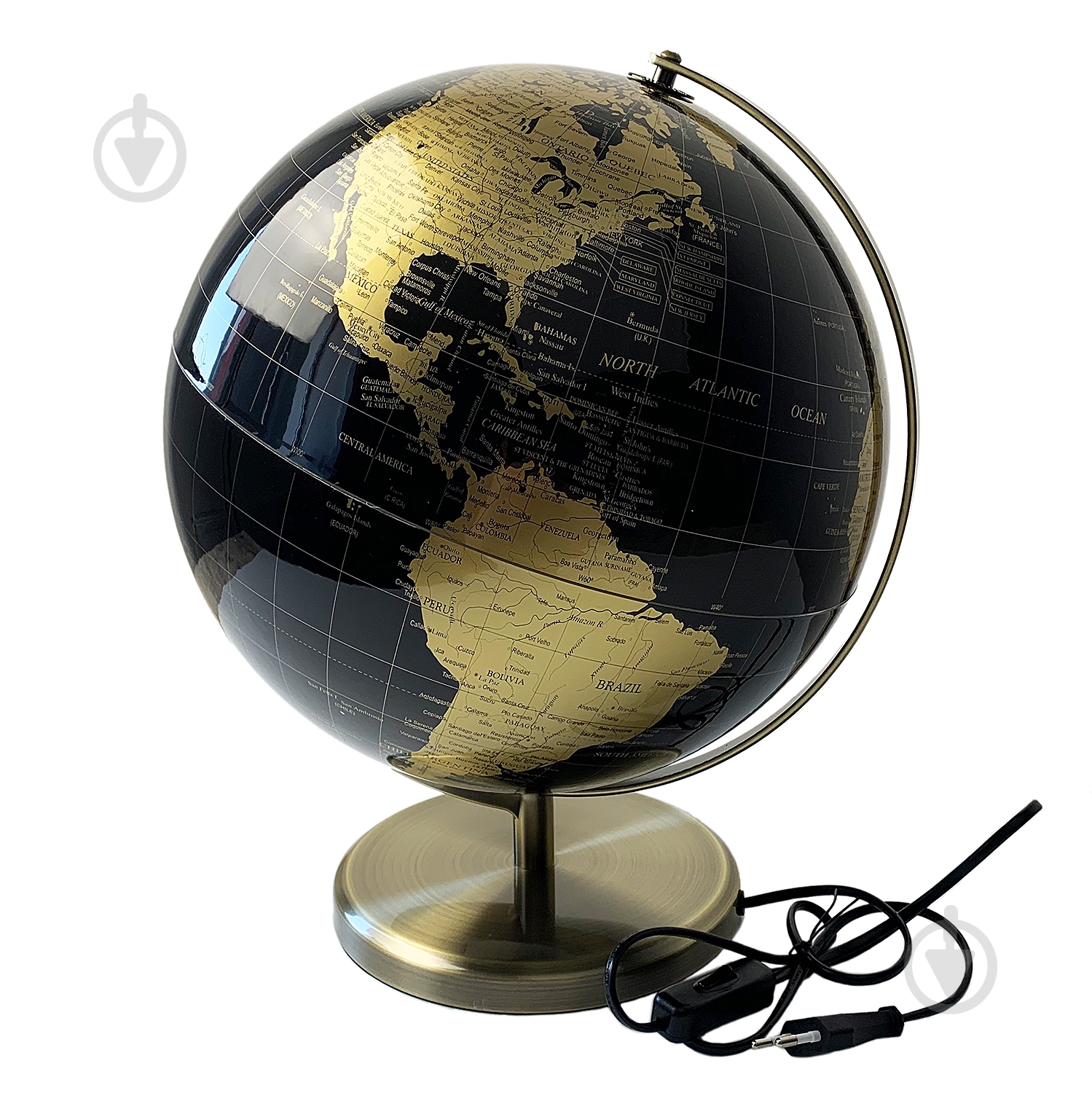 Глобус 34х32 см черно-золотой - фото 1