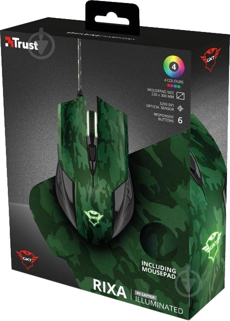 Комплект мышь + коврик Trust GXT 781 USB Rixa Camo (23611) - фото 5 Комплект мышь + коврик Trust GXT 781 USB Rixa Camo (23611) - фото 5