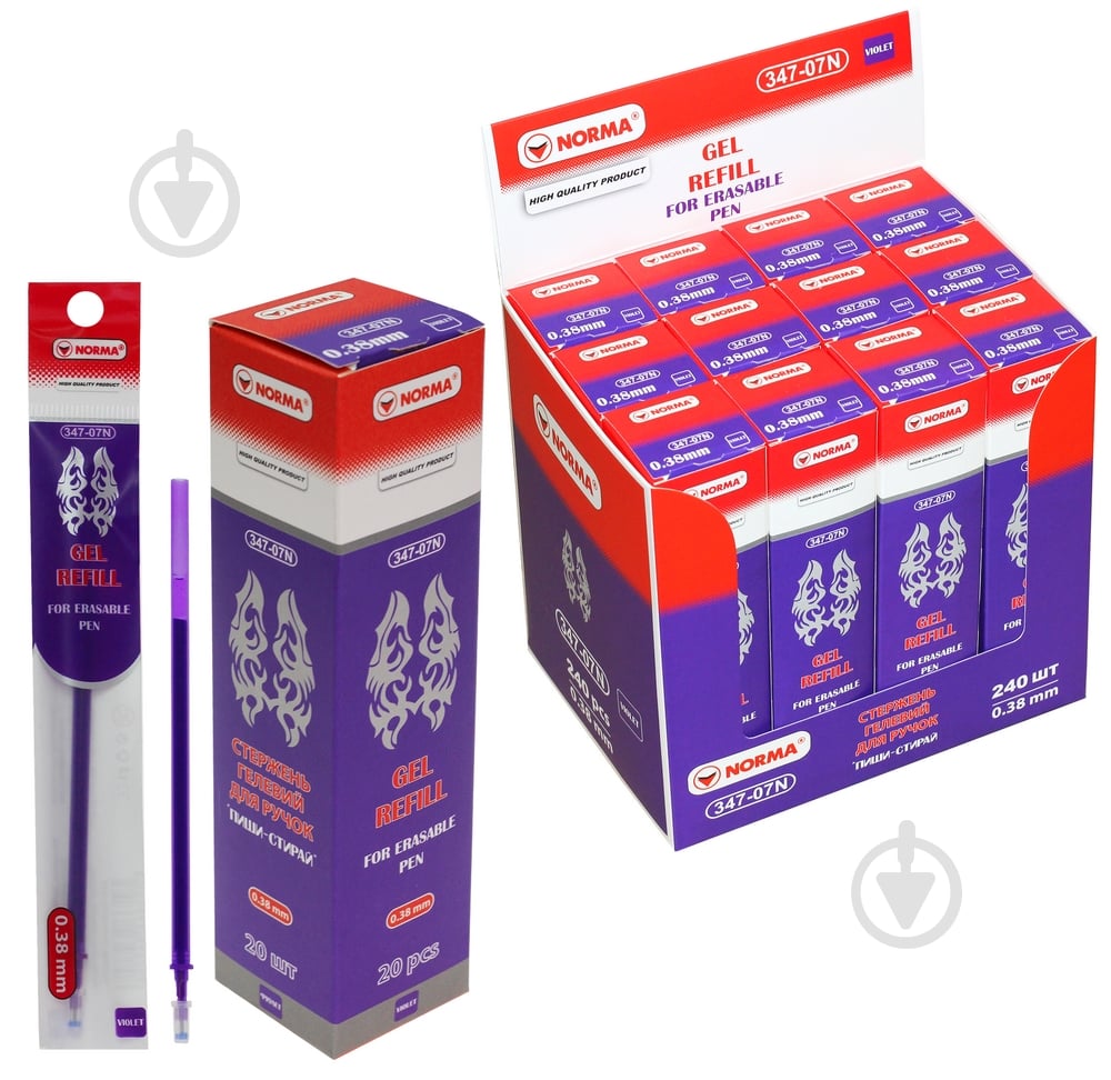 Стрижень гелевий пиши-стирай 347-07N 0,38 мм фіолетовий 01200037 NORMA 1 шт. - фото 2