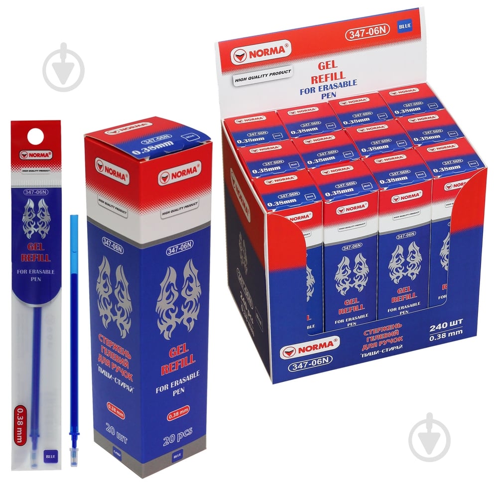 Стержень гелевый пиши-стирай 347-06N 0,38 мм синий 01200036 NORMA 1 шт. - фото 2