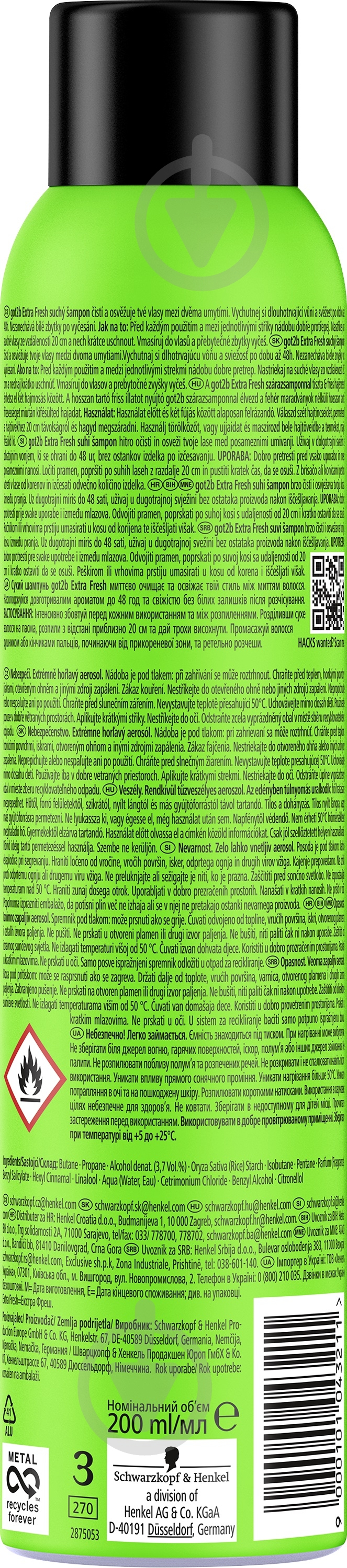 Сухой шампунь Schwarzkopf Got2b Fresh it Up Fresh it Up Екстрасвіжість 200 мл - фото 2