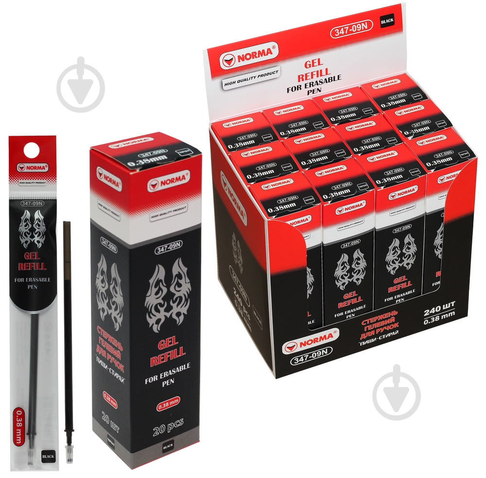 Стержень гелевый пиши-стирай 347-09N 0,38 мм черный 01200039 NORMA 1 шт. - фото 2