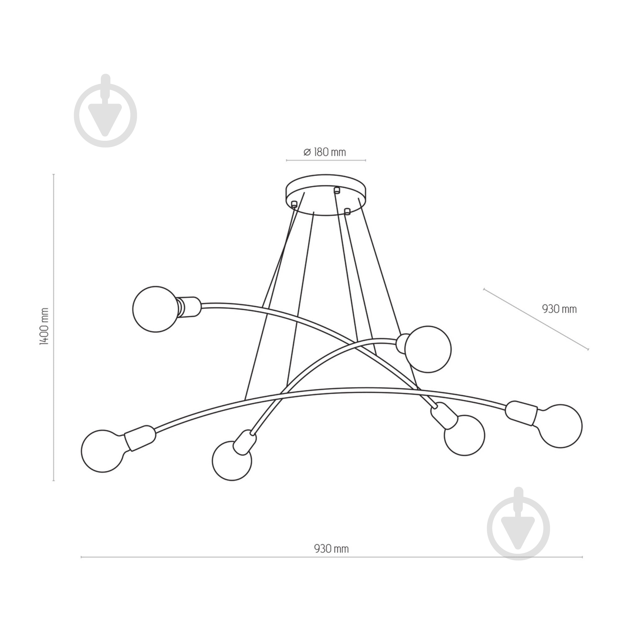 Люстра TK Lighting HELIX 6PL 6x60 Вт E27 черный 2726 - фото 5