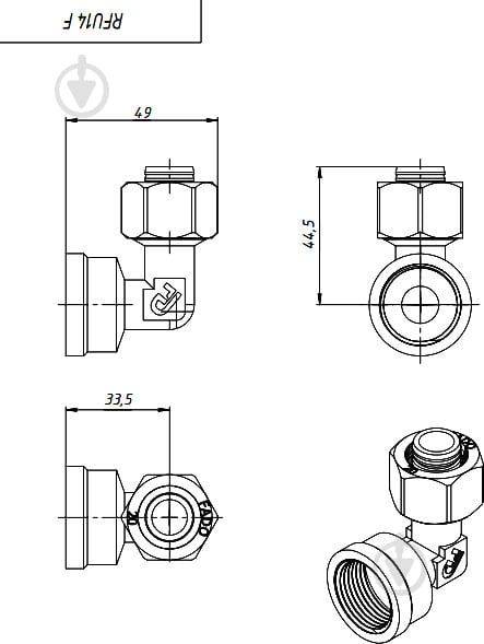 Соединитель угловой FADO S.r.l внутренний 20х3/4" - фото 2