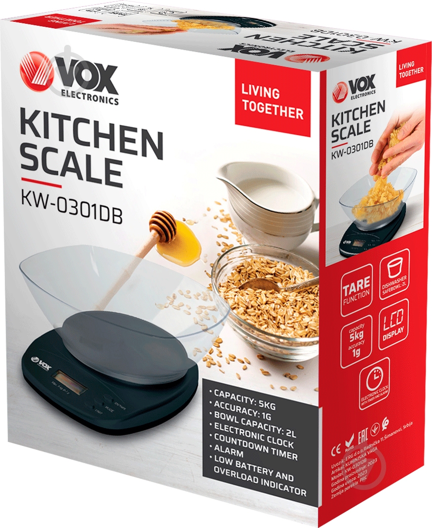 Весы кухонные VOX Electronics KW0301DB - фото 2 Весы кухонные VOX Electronics KW0301DB - фото 2