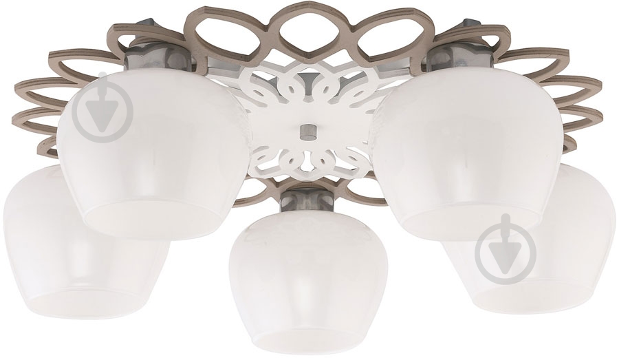 Люстра потолочная TK Lighting Kaiko 5x60 Вт E27 коричнево-белый 657 - фото 1