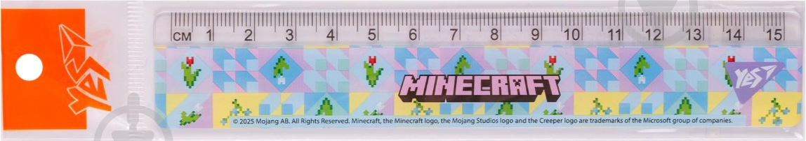 Линейка Minecraft Spring 15 см голубая YES - фото 2
