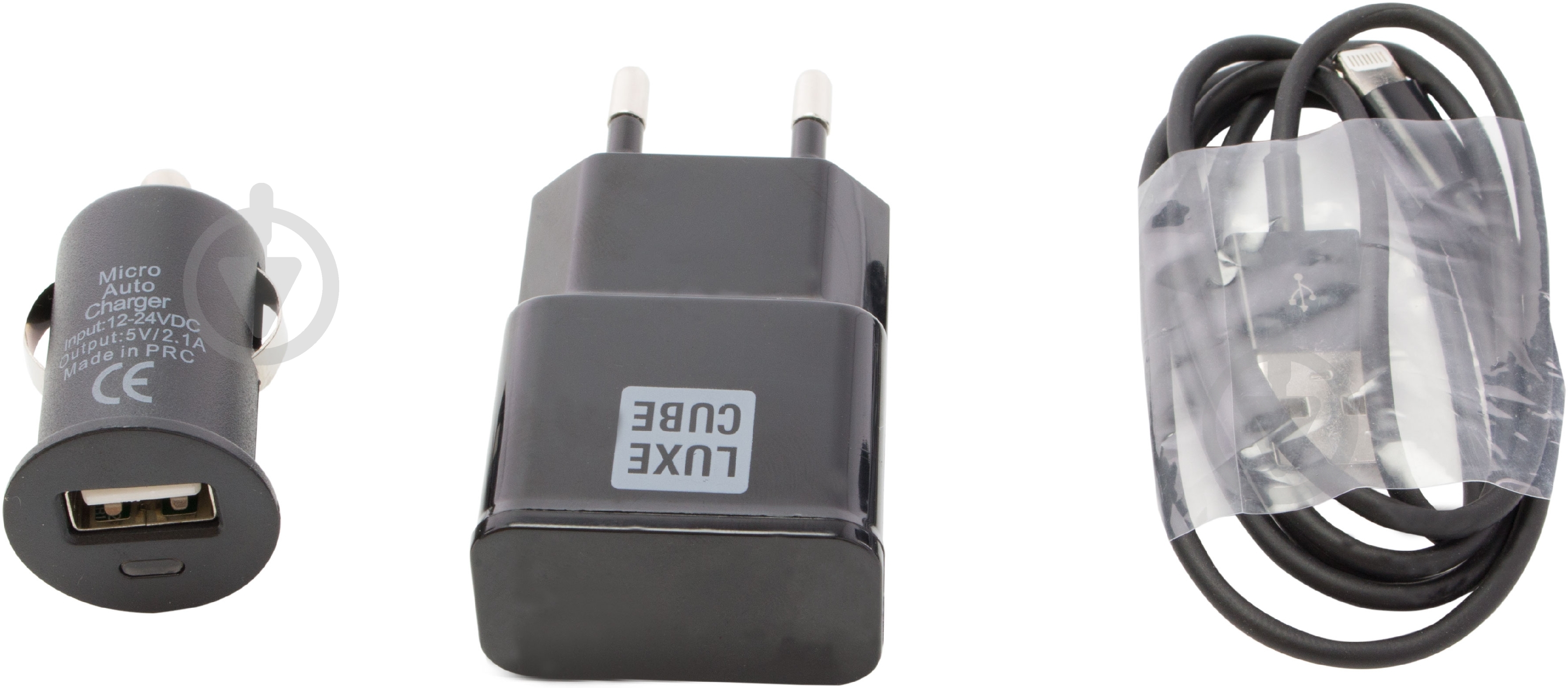 Зарядный комплект Luxe Cube 3IN1 2,1А Lightning Black - фото 4 Зарядный комплект Luxe Cube 3IN1 2,1А Lightning Black - фото 4