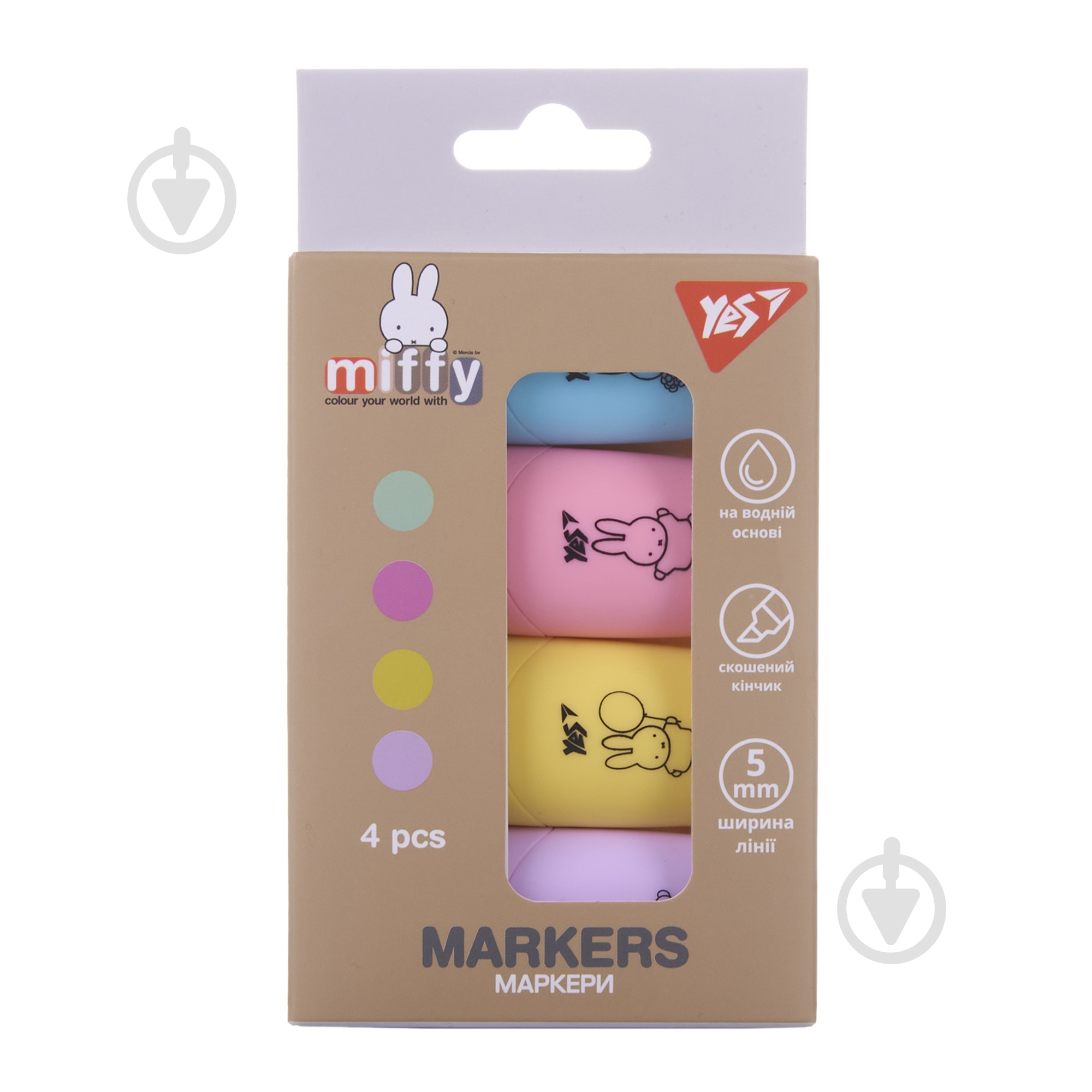 Маркер текстовый YES Miffy 4 шт. мульти 391093 - фото 1